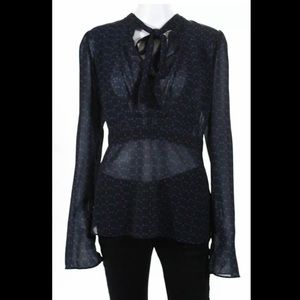 Derek Lam Blue Neck Tie Blouse